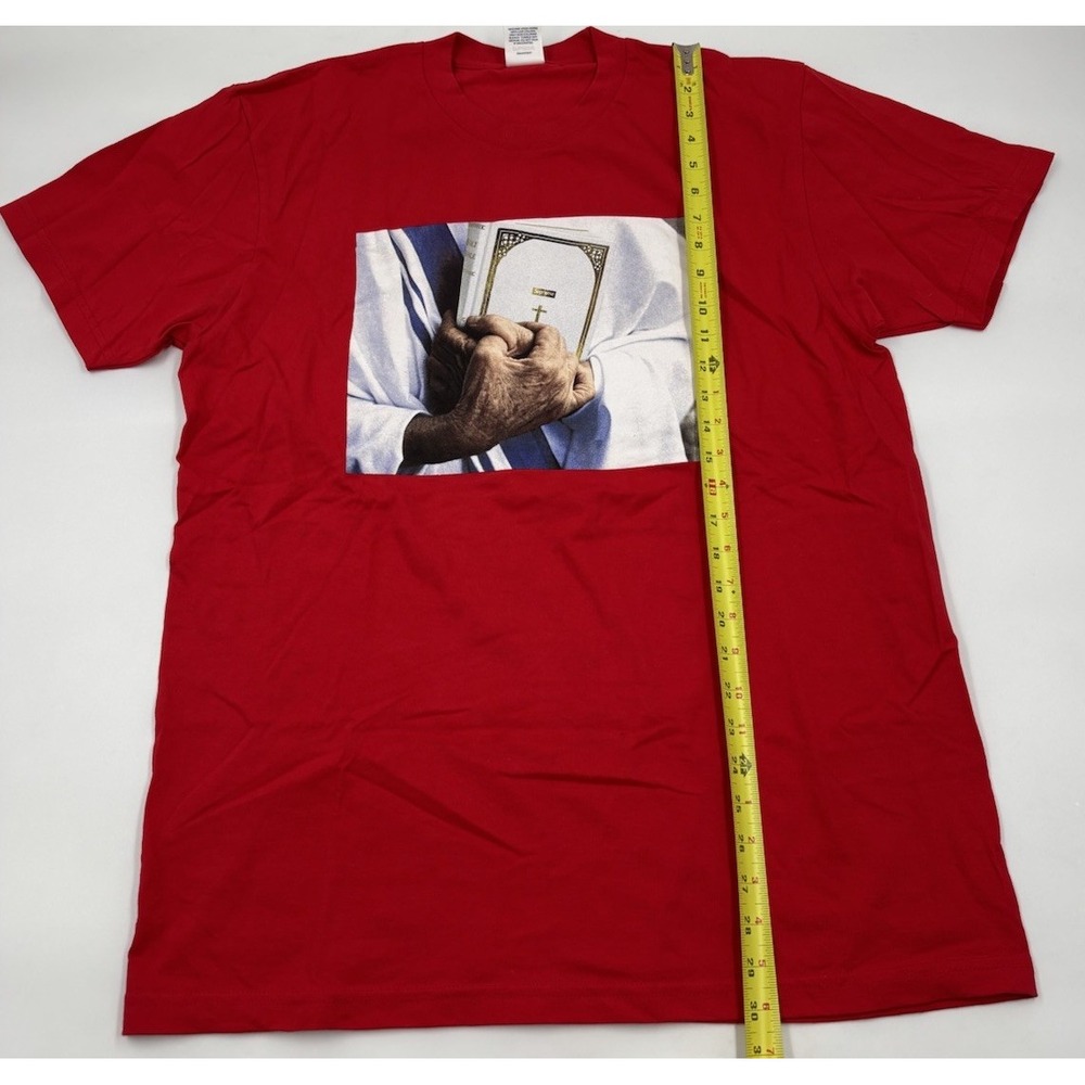 Supreme Men's L Jesus Slate Pre-Shrunk Red Graphic Y2K‎ Short Sleeve Shirt - Picture 3 of 5